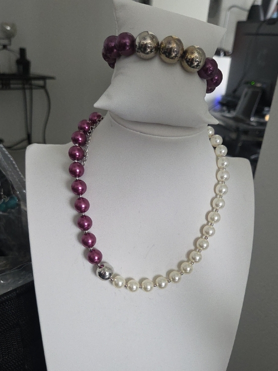 paparazzi Jewelry - Paparazzi Purple Pearl Necklace And Matching Bracelet Set NWT